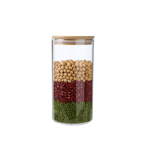 Wholesale Borosilicate Glass Sealed Containers with Bamboo Lids Tea Glass Cans in Multiple Sizes Storage Containers Candy Jars