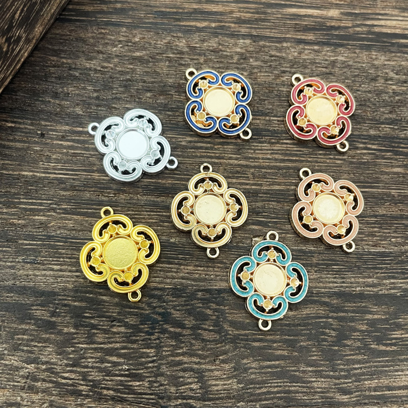 DIY饰品配件 耳环材料 18*22mm合金双吊连接片