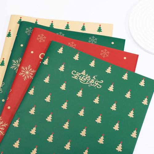 New trendy Christmas wrapping paper, New Year's Eve gift paper, Christmas tree snowflake floral gift wrapping paper