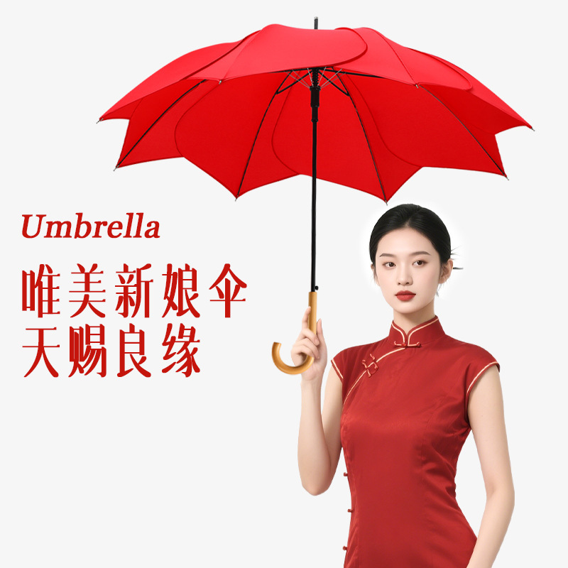 Log 8-Bone Straight Umbrella, Vinyl Sun Protection Umbrella, Sunny Umbrella, Automatic Umbrella, High-End Female Long-Handled Sun Umbrella