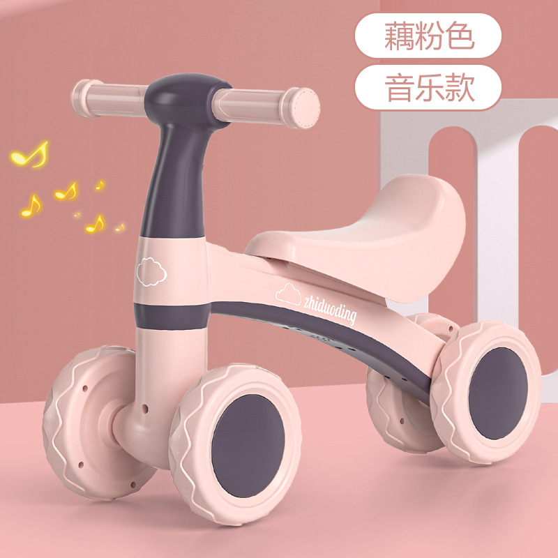 Cuatro ruedas de equilibrio para niños de 1 - 3 años de edad, patineta para bebés sin pedal, caminante anti-rollback, música, luces deslizantes