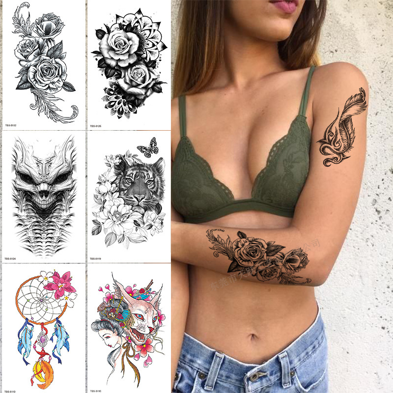 Source Manufacturers Wholesale Tattoo Stickers Black and White Animals Men and Women Durable Colorful Flower Tattoo Stickers Spot Cross-border Source Manufacturers Wholesale Tattoo Stickers Black and White Animals Men and Women Durable Colorful Flower Tattoo Stickers Spot Cross-border