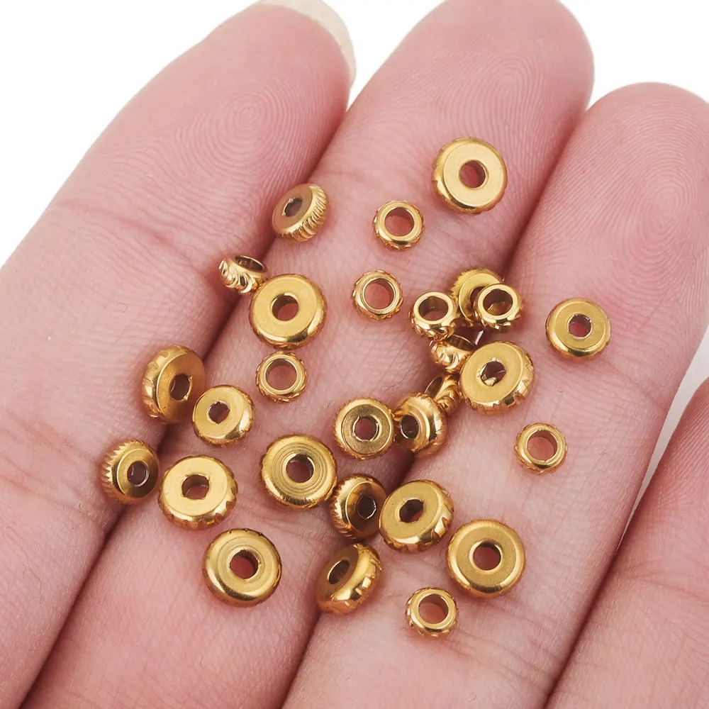 10 PCS/Package 304 Stainless Steel Gold Plated Solid Color Beads display picture 4