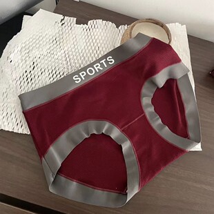Ankola Red Underwear Women's Threaded Cotton Comfortable Breathable Bottom Mid-Waist Hip Joy Lucky Briefs