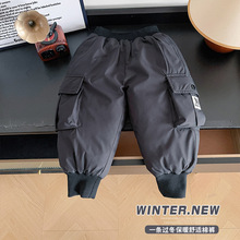 风之谷2024冬季新款童裤儿童百搭保暖贴标长裤男女童韩版加厚棉裤