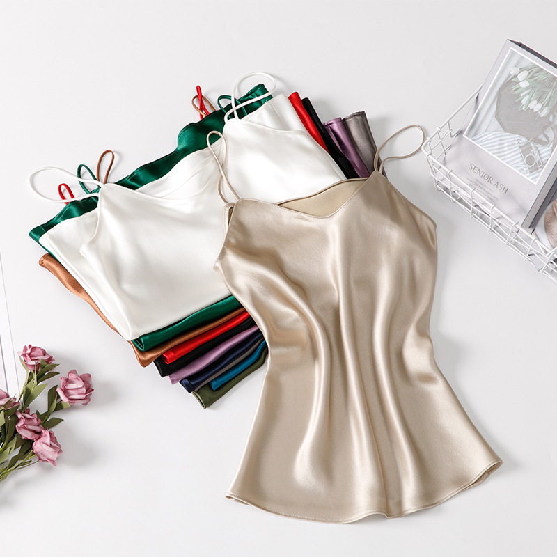 Acetate Satin Hyuna-Style Silk Camisole for Women, Outerwear, 2026 Spring/Summer New Sexy and Stylish Small Tank Top