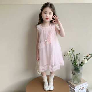 女童连衣裙夏季2026新款女宝绝美公主裙夏款儿童网纱无袖裙子夏装
