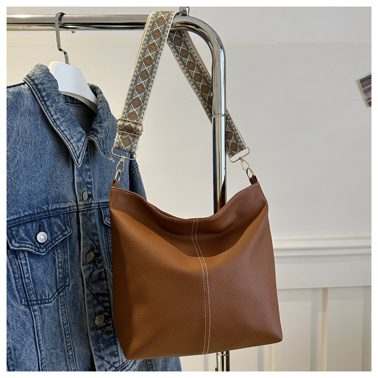 Borsa a secchiello vintage texture donna con tracolla larga_voghion.com