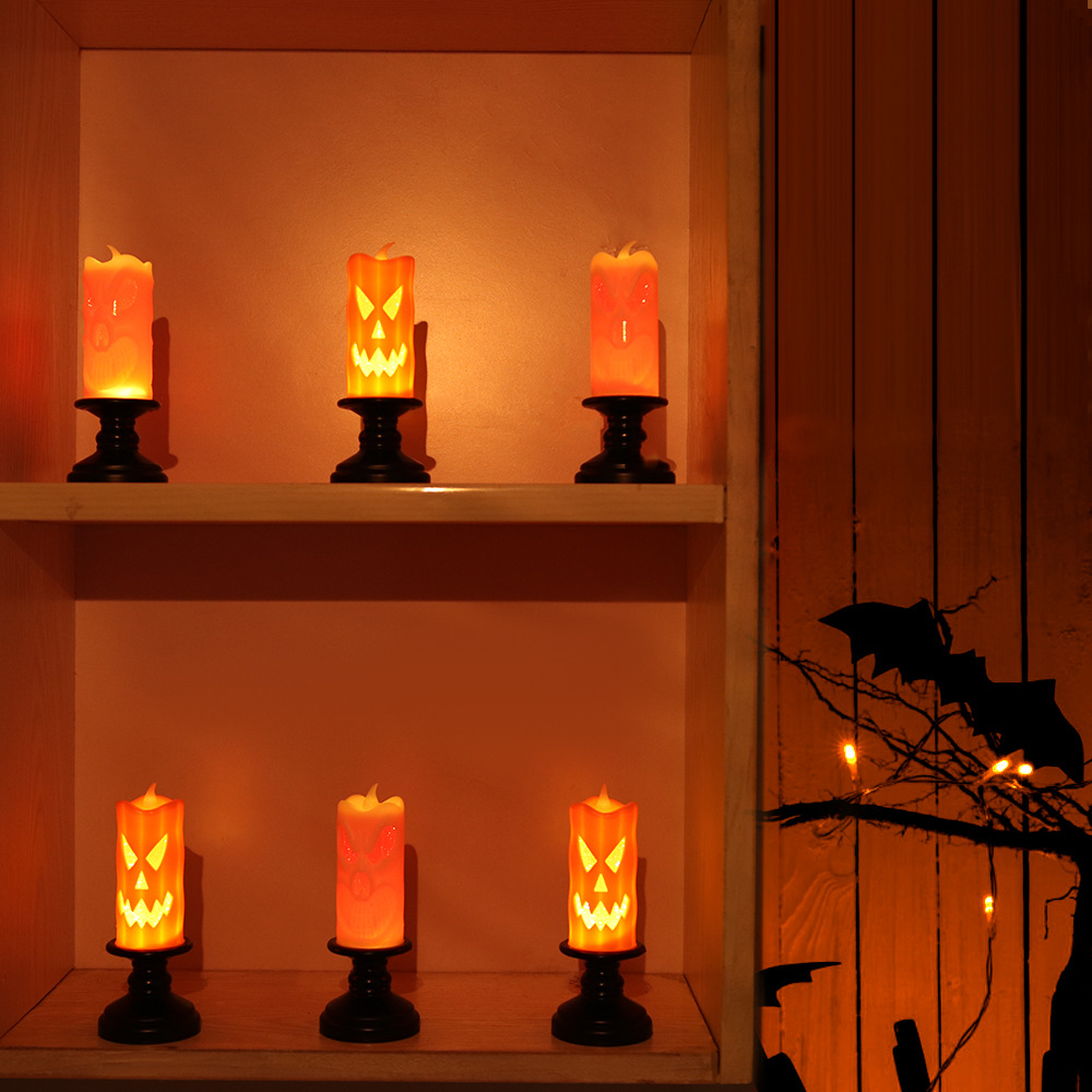 Halloween decoración calabaza vela lámpara LED electrónica vela lámpara horror Decoración Accesorios cráneo lámpara