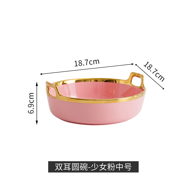 Nordic inswind cerámica de doble oreja tazón red doméstica lujo ligero Phnom Penh fruta tazón de ensalada tazón de cereales de yogur tazón de sopa