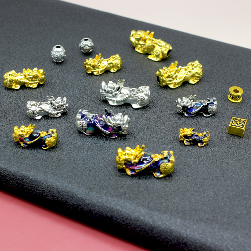 合金电镀保色饰品配件招财貔貅六字箴言珠跨境电商热卖diy小商品