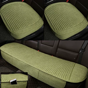 Four seasons comfortable car cushion Breathable linen buckwheat Shell tie-free three-piece fabric all-inclusive single-piece car cushion wholesale