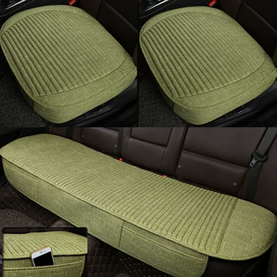 Four seasons comfortable car cushion Breathable linen buckwheat Shell tie-free three-piece fabric all-inclusive single-piece car cushion wholesale