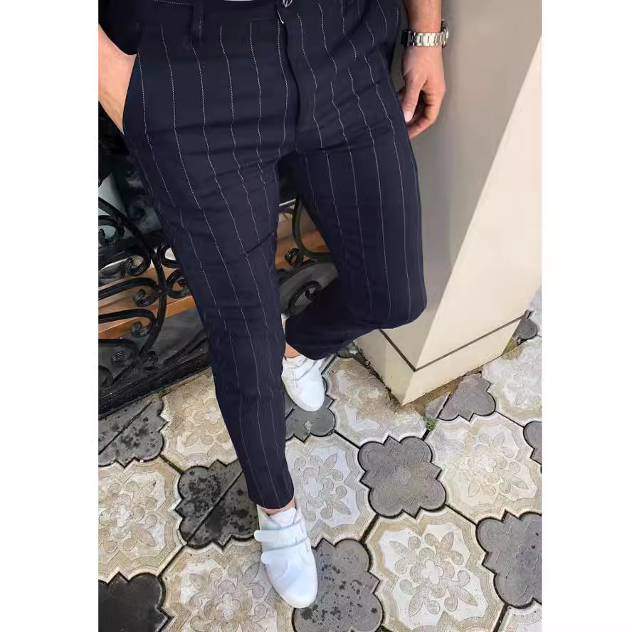 2023 el comercio exterior transfronterizo exclusivo nuevo negocio de los hombres punteado rayas casual lápiz pantalones deseo image 6