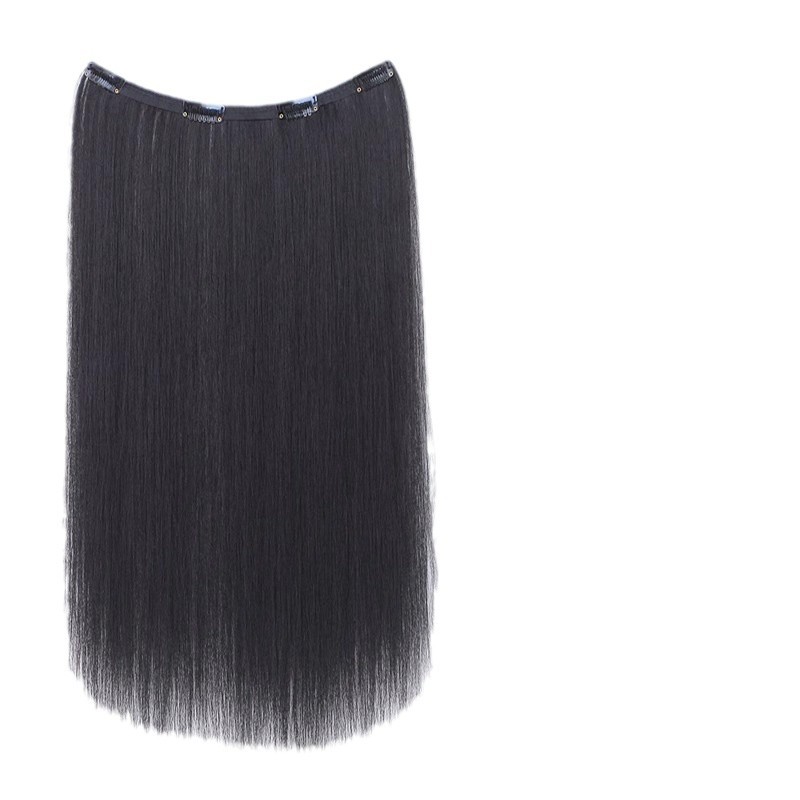 Una pieza de peluca, extra ligera y delgada, aumento de volumen de cabello flojo, aire negro largo y recto, extensión de cabello invisible sin rastro, cabello simulado.
