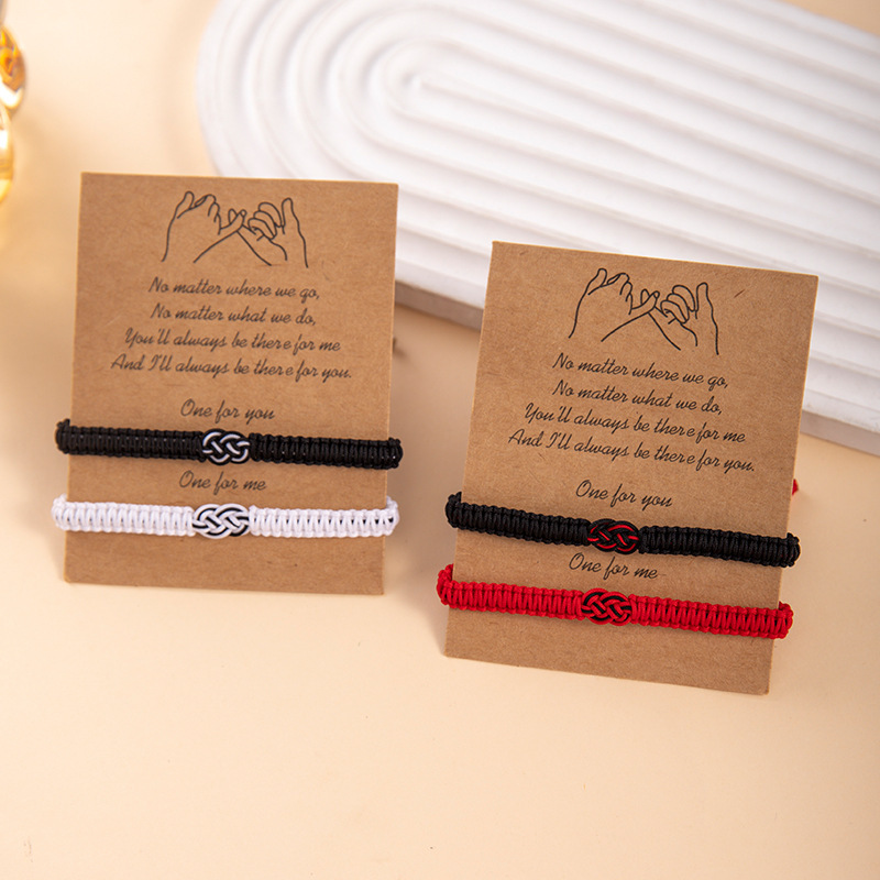 Couple bracelet black and white woven love hand rope red rope soulmate girlfriends friendship bracelet anniversary gift