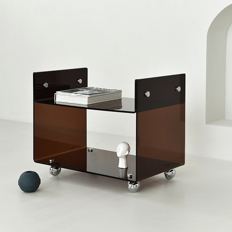 침대 옆 테이블 투명 아크릴 사이드 테이블 라이트 럭셔리 코너 테이블 인스타그램 스타일 사이드 테이블 트롤리 움직일 수 있는 소파 사이드 테이블