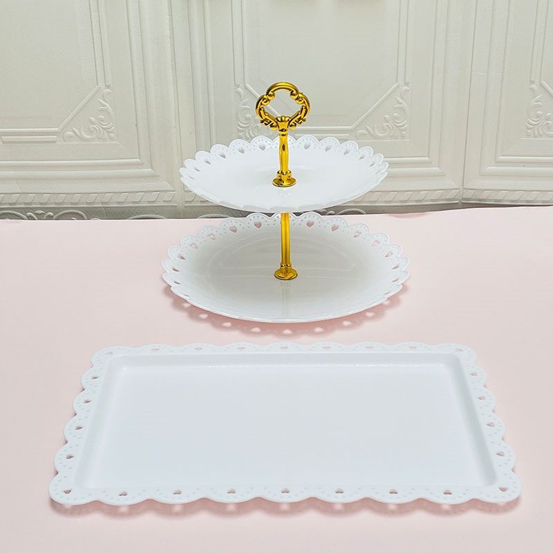 Decoración de postres de cumpleaños estante de exhibición de boda europea estante de frutas estante de pastel de plástico bandeja de bocadillos