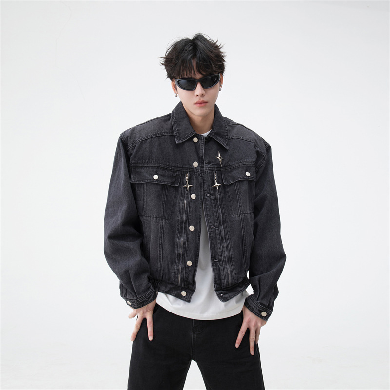 Washed Vintage Denim Jacket for Men, Spring and Autumn American Ins Trendy Brand High Street Loose Versatile Short Work Jacket