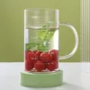 Высокоборосиликатное стекло, 500 ml, большая белая кружка с ручкой и шкалой