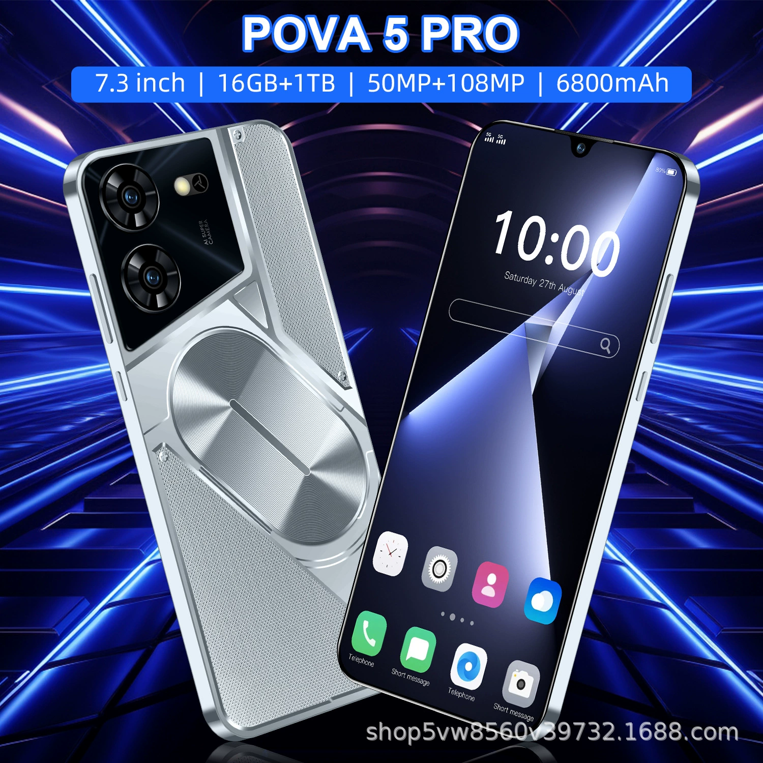 Новый POVA 5 Pro кросс-бордер мобильный телефон 16+1 ТБ большой памяти всё-в-одном фабрика внешняя торговля кросс-бордер смартфон