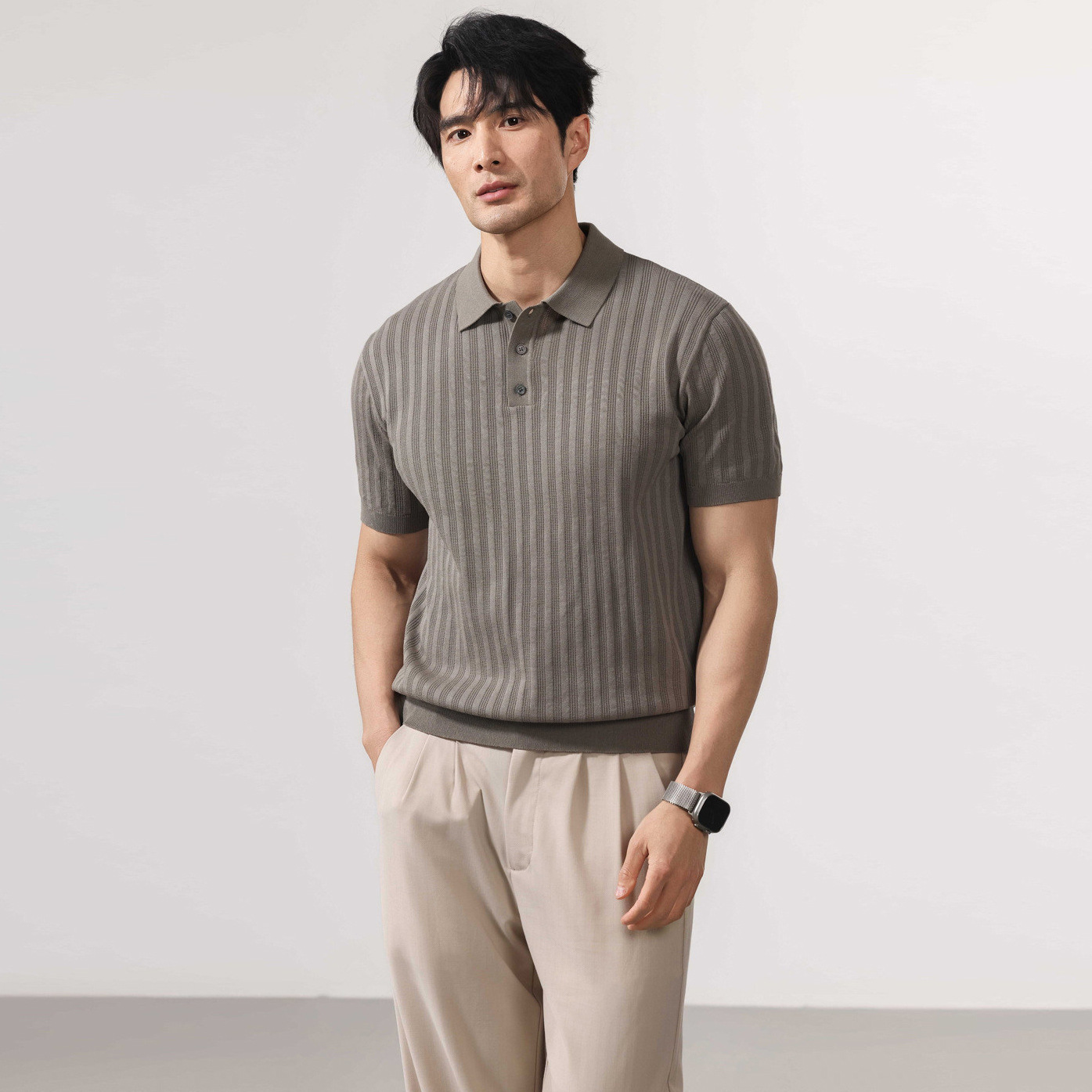 Polo camiseta de punto camiseta de manga corta hombre paolo anti-rayas vieja camiseta de negocios de verano fábrica transfronteriza al por mayor