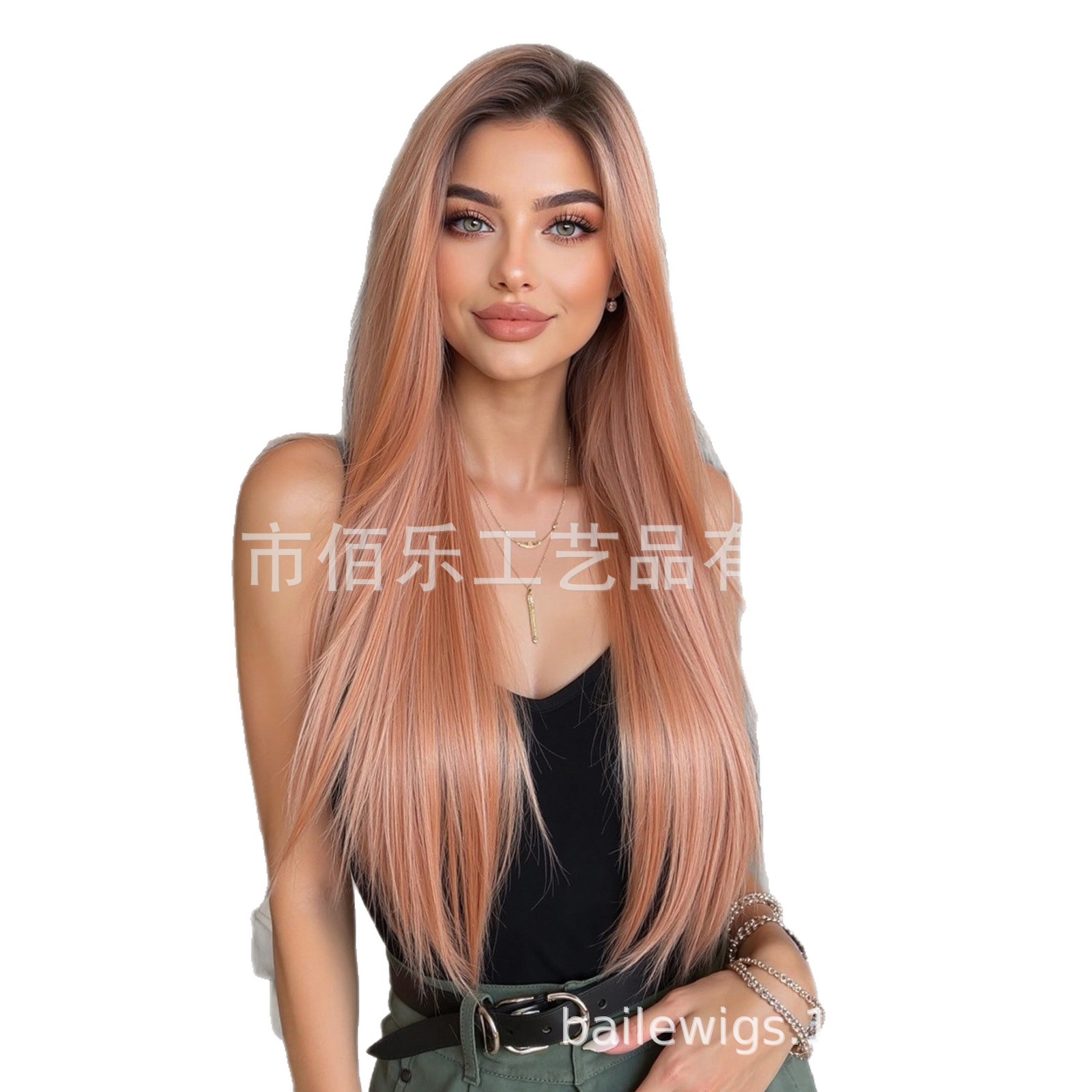 13 * 6 pelucas de encaje de gran área de la cabeza rosa teñido gradualmente largo cabello recto en Europa y los Estados Unidos venta caliente wiglace de cabeza completa image 6