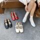 Inner Heightened Version ~ Retro Gymps Rivet Ballet Shoes Women's Spring and Autumn Buckle Shallow Mouth Mary Jane Shoes