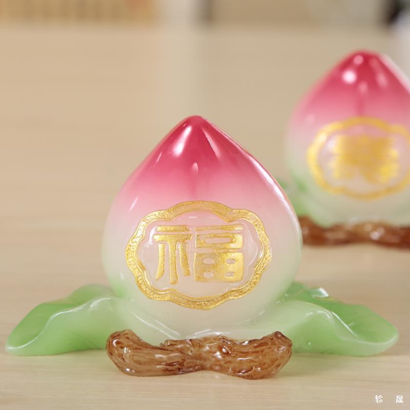 福寿桃摆件送老人生日朋友工艺礼品祝寿礼品家居装饰品佛堂摆件|undefined