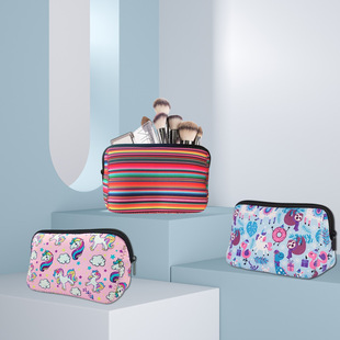 Cross-Border Hot Selling Unicorn Cosmetic Bag Unicorn Heat Transfer Women's Toiletry Bag Large Capacity Hand Cosmetic Bag