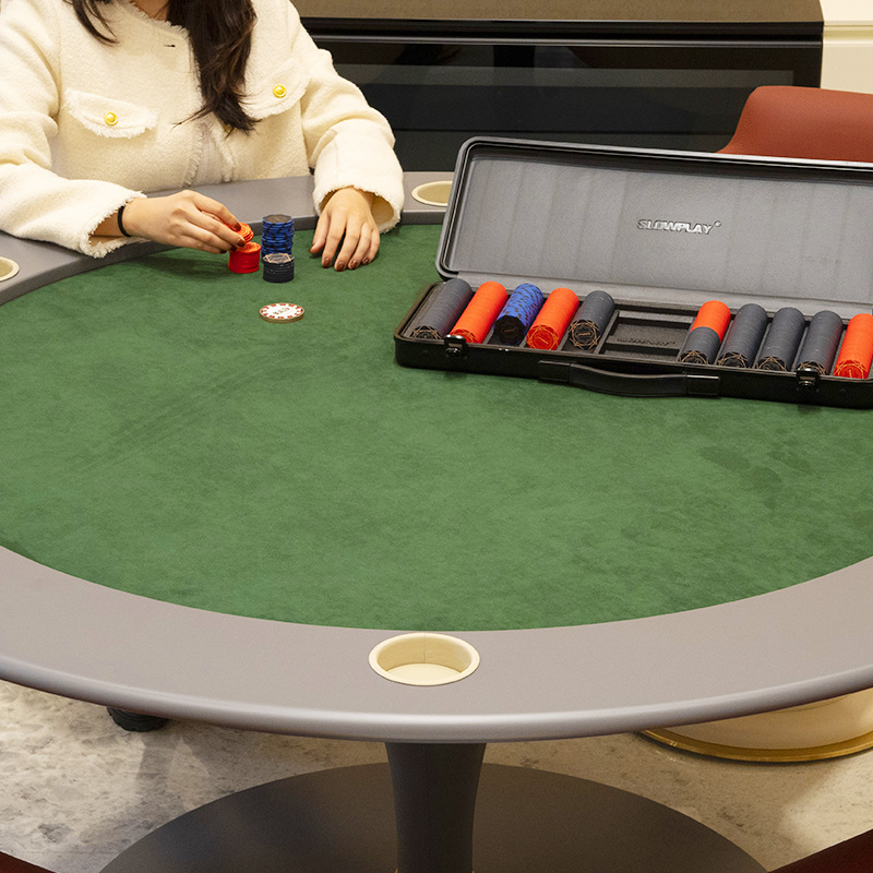 Mesa de Texas Hold'em importada de alta gama mesa de villa especial mesa Depu mesa redonda de troncos de madera maciza pie de mesa cuero APA