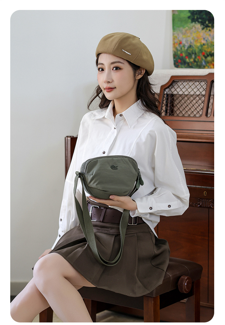 Foreign Trade Casual Solid Color Mini Crossbody Bag Women's New Style Outdoor Travel Small Shoulder Bag Phone Pouch Ultralight Waterproof Fabric Bag