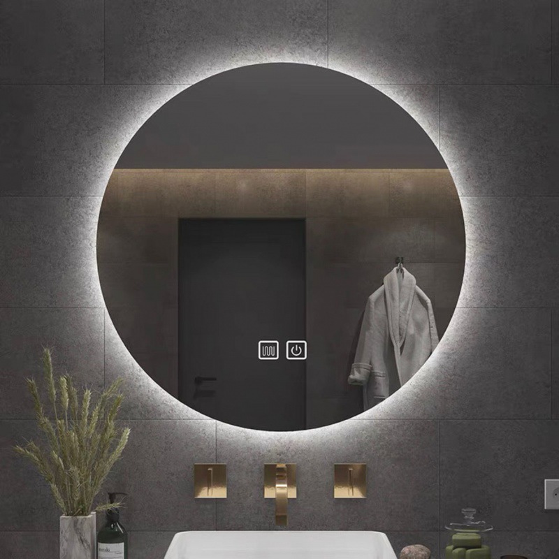 Espejo redondo inteligente de baño antifiebla espejo táctil con lámpara espejo de baño colgado en pared antifiebla espejo de maquillaje LED luminoso