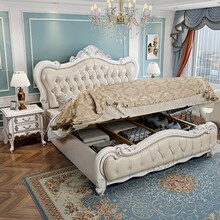 金丝檀木轻奢美式实木床.米双人床主卧.米欧式复古奢华储物床