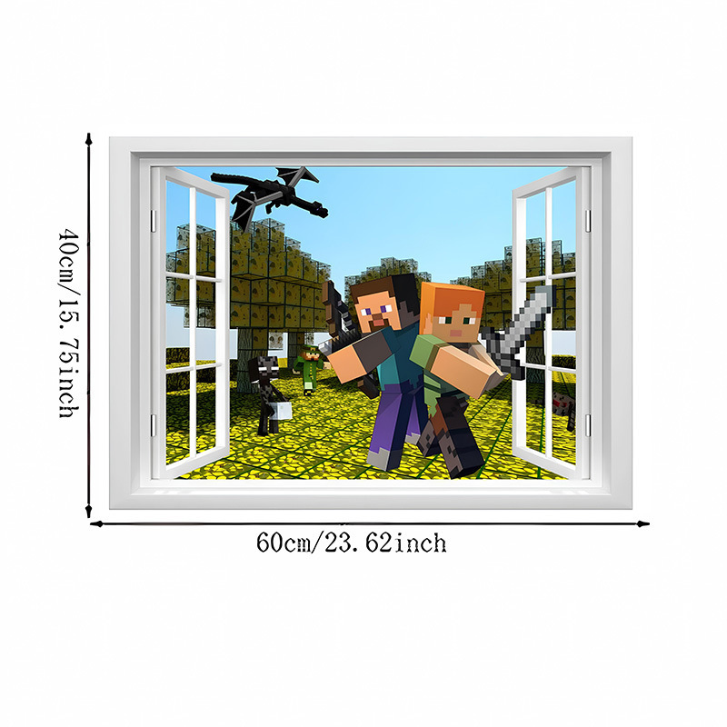 クロスボーダー Minecraft ランアウェイ Minecraft ウォールステッカー リビングルーム 子供部屋 ウォールステッカー 3D 壊れた壁 ウォールステッカー|undefined