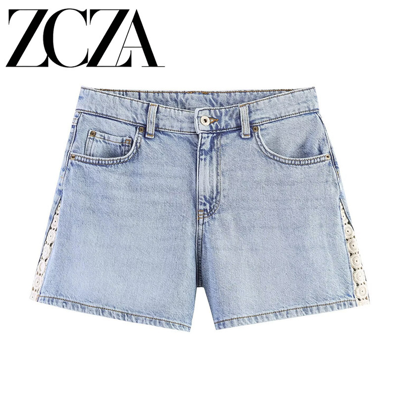 Zcza Self-Made European and American Style New Women's Fashion Versatile Cross-Border Trade Wholesale Patchwork Crochet Shorts Zcza Self-Made European and American Style New Women's Fashion Versatile Cross-Border Trade Wholesale Patchwork Crochet Shorts