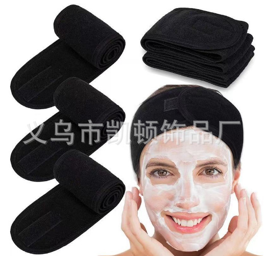 Banda para el cabello para el lavado de cara transfronterizo, máscara de maquillaje, pañuelo en la cabeza, cinta para el cabello con velcro, poliéster
