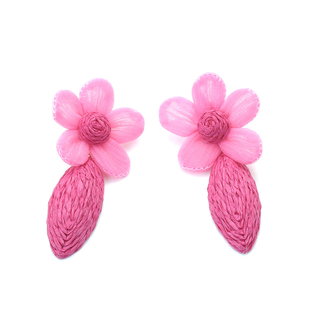 Pastoral Flower Raffia Gauze Women's Drop Earrings 1 Pair display picture 2