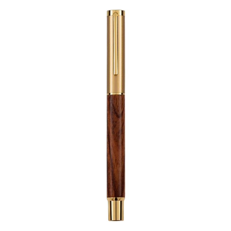 Huashilai Brass Clip Metal Signature Pen, Light Luxury High-End Business Advertising Gift, Solid Wood Gel Pen, Ballpoint Pen