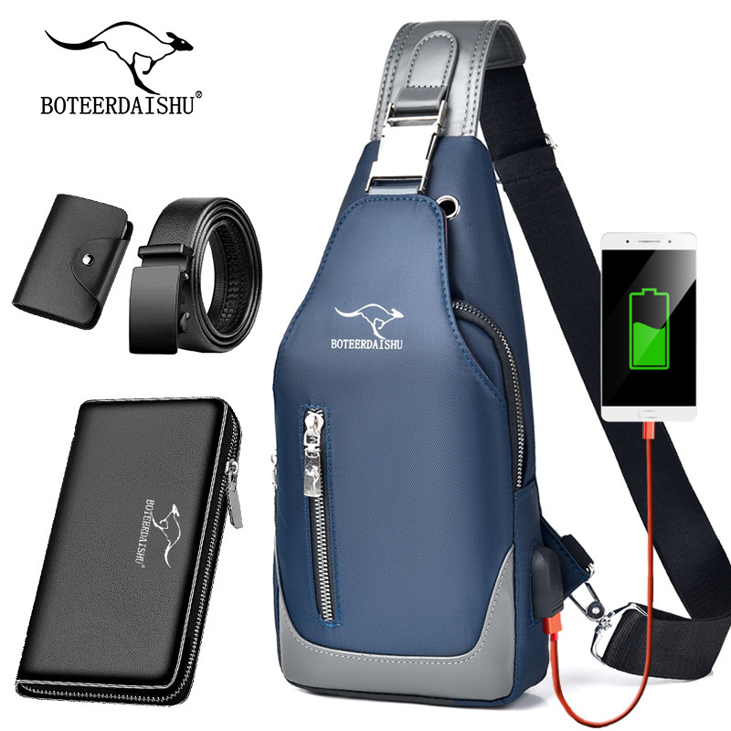 Bald Chest Bag Trendy Brand Oxford Cloth Shoulder Crossbody Bag 2023 New Rechargeable Small Backpack Men's Casual Hanging Bag Trendy Bald Chest Bag Trendy Brand Oxford Cloth Shoulder Crossbody Bag 2023 New Rechargeable Small Backpack Men's Casual Hanging Bag Trendy