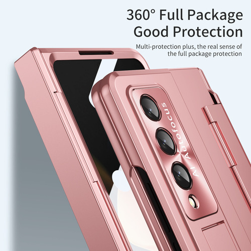 Suitable for Samsung Z fold5 mobile phone case flat hinge folding electroplated lens shell film integrated fold3 protective cover
