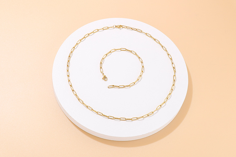 new fashion simple thick chain paper clip chain bracelet set wholesale nihaojewelry