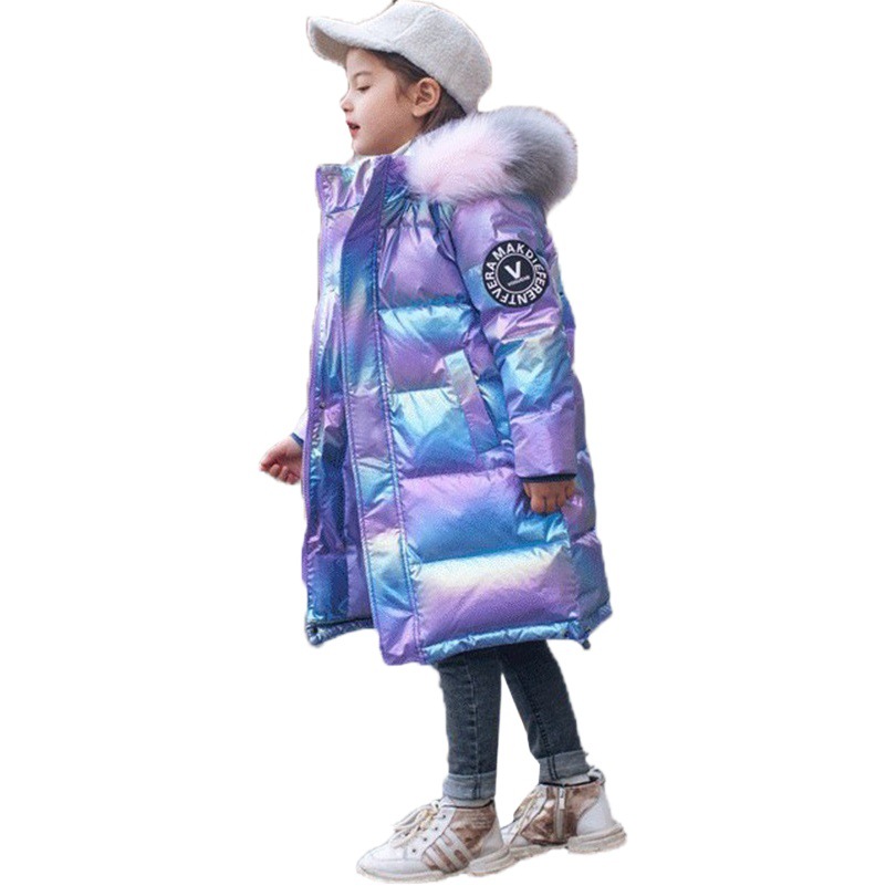 Abrigo acolchado de algodón para niños de media longitud de niña de estilo occidental para niños mediano y grande abrigo de invierno de superficie brillante Abrigo acolchado de algodón
