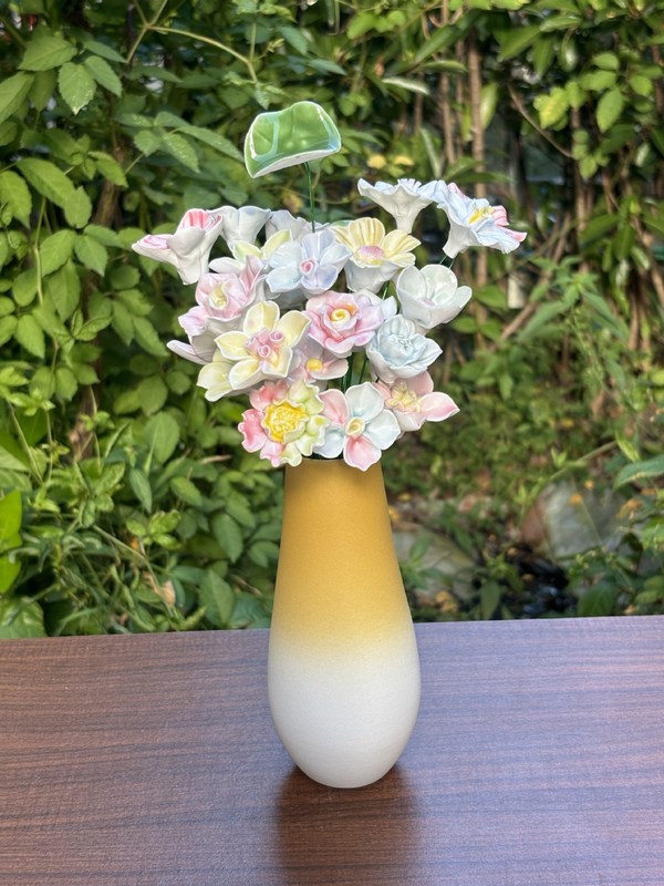 Zhaozhu Jingdezhen 高温手作りセラミックフラワーフル模擬花花瓶装飾花束ガールフレンドギフト|undefined