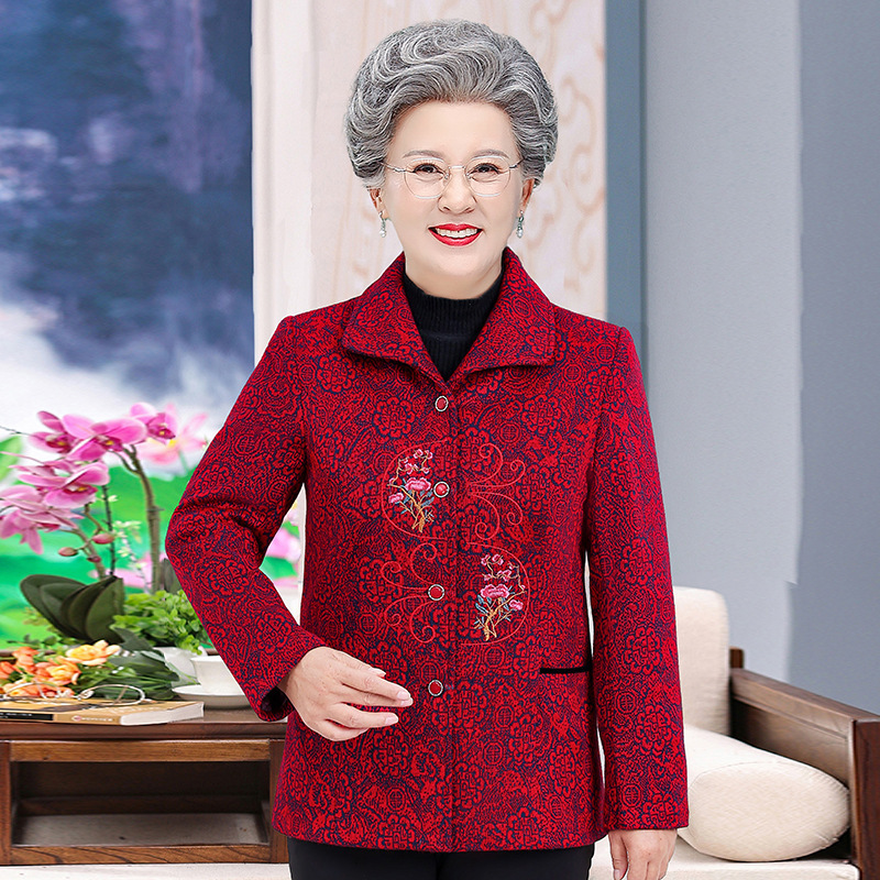 中老年女春秋唐装外套2025新款妈妈冬季加绒加厚上衣老太太婆婆衣|undefined