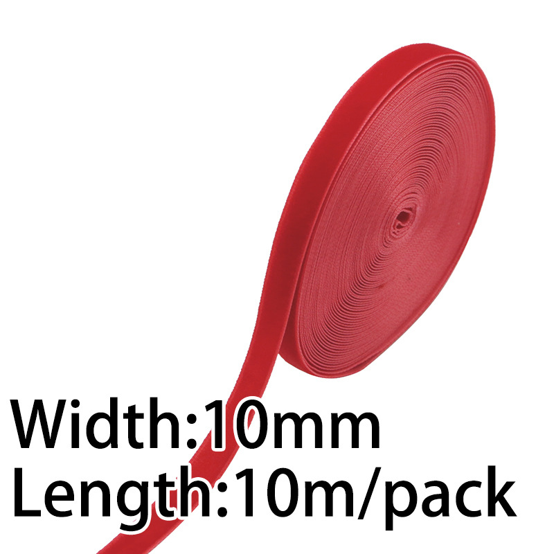 1cm cinta de flocado cinta de terciopelo unilateral tela de decoración de vacaciones arco hecha a mano costura al por mayor 10m paquete