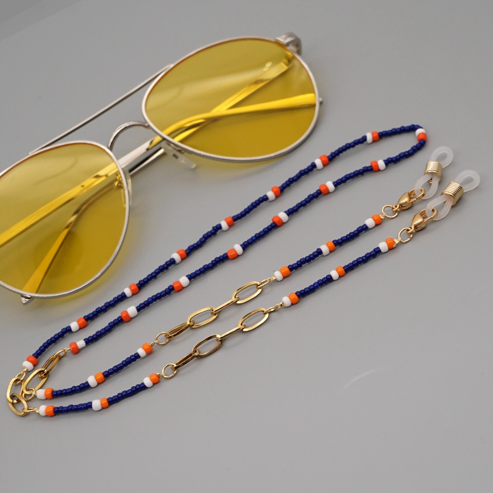 retro stainless steel rice beads mask chain glasses chain necklacepicture6