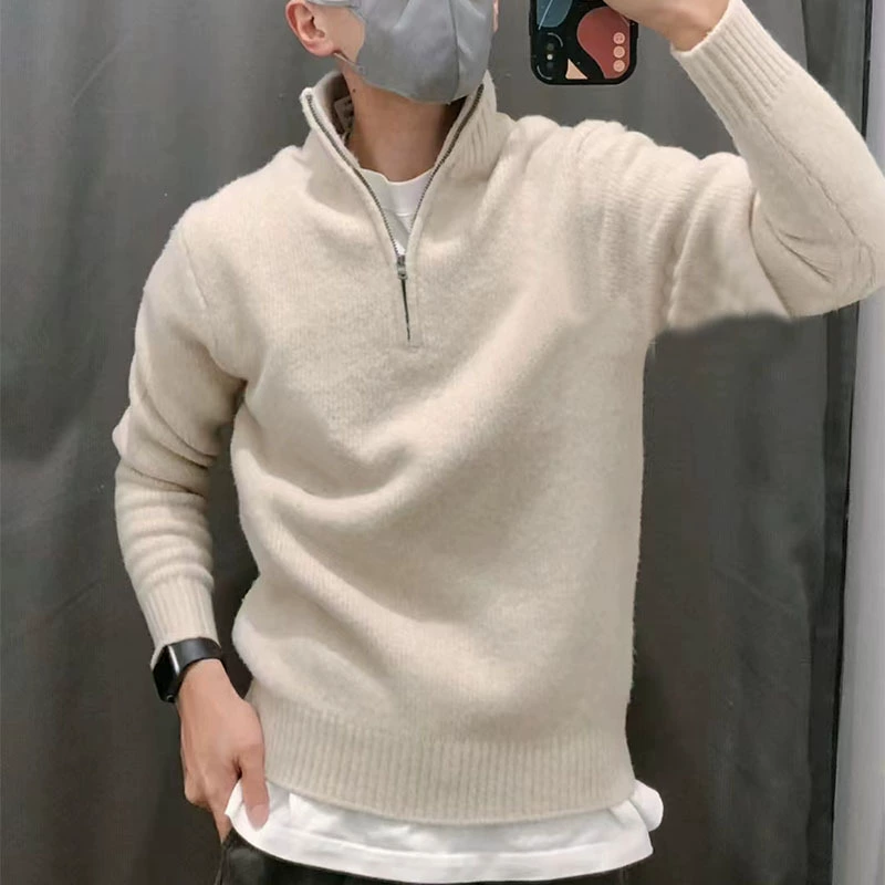 23 осенние и зимние модели мужские/женские полузастежки-молнии с высоким воротником свитер с длинными рукавами свитер Shuflei 460948