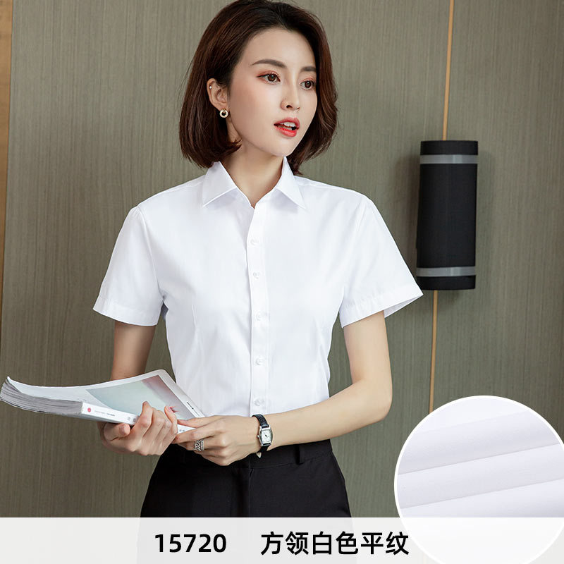 White Short-sleeved Shirt Women's Professional Summer 2024 New V-neck Commuter Dress Overalls Long-sleeved Elegant Shirt