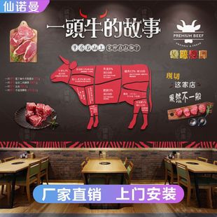Beef restaurant beef split picture background wallpaper steak Western restaurant beef hot pot wallpaper Chaoshan beef balls mural